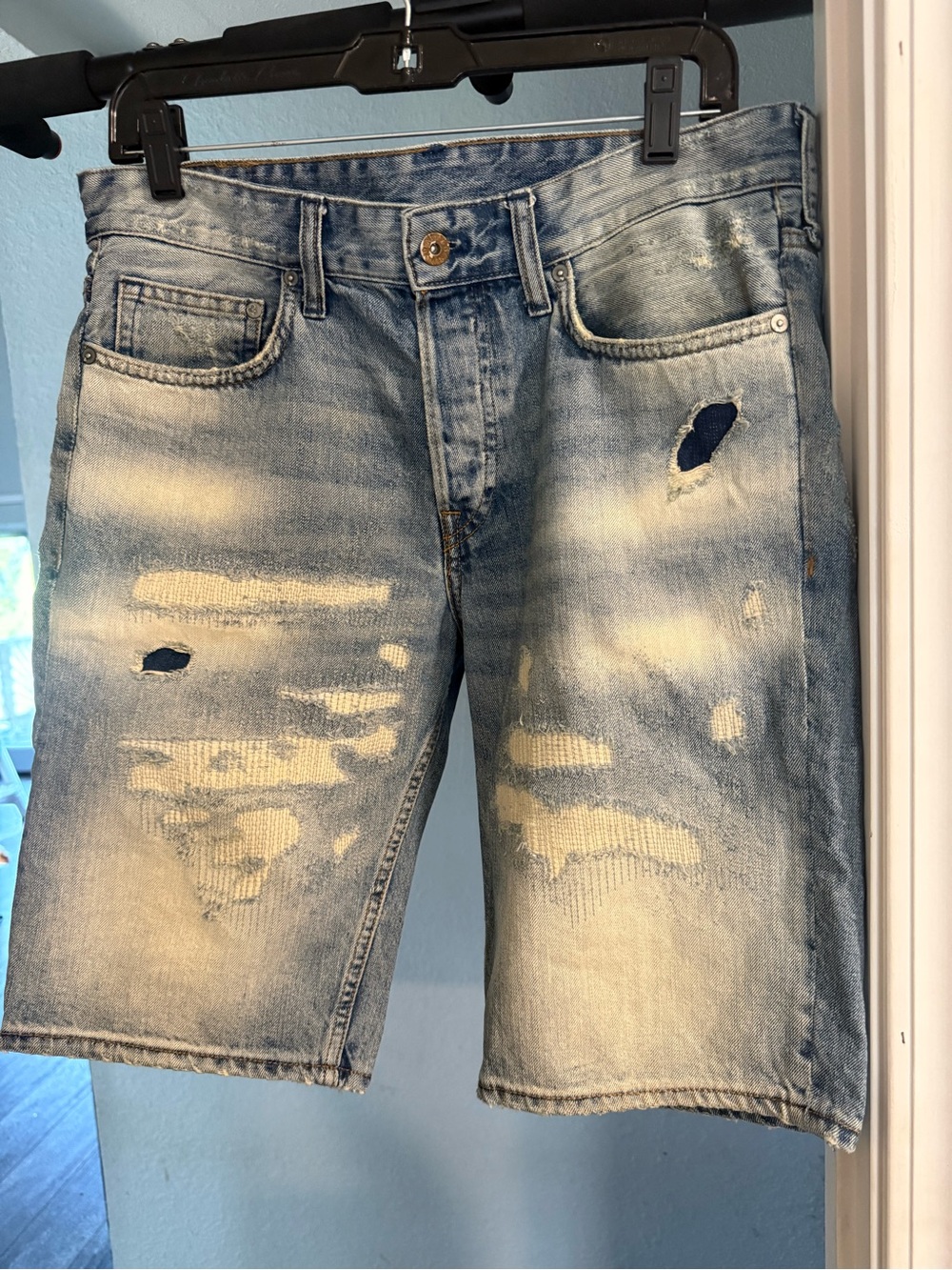 H&M Light Blue Distressed Denim Jean Shorts